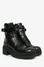 Salvatore Ferragamo Black Leather Combat Heeled 'Vara Bow' Boots Size 11