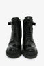 Salvatore Ferragamo Black Leather Combat Heeled 'Vara Bow' Boots Size 11