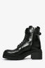 Salvatore Ferragamo Black Leather Combat Heeled 'Vara Bow' Boots Size 11