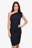 Lanvin 2013 Navy Silk Asymmetrical Dress Size 38 With Tags