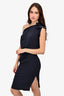 Lanvin 2013 Navy Silk Asymmetrical Dress Size 38 With Tags