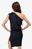 Lanvin 2013 Navy Silk Asymmetrical Dress Size 38 With Tags