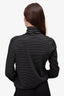 Lanvin Black/White Merino Wool Striped Turtle Neck Size S