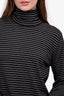 Lanvin Black/White Merino Wool Striped Turtle Neck Size S