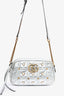 Gucci Silver Leather Pearl Studded Marmont Crossbody Bag