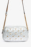 Gucci Silver Leather Pearl Studded Marmont Crossbody Bag