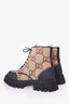 Gucci Black/Beige Jumbo GG Canvas Ankle Boots Size 9 Mens