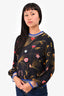 Fendi Black/Multicolour Floral Print Crew Neck Blouse Size 38