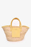 Jacquemus Yellow Suede/Raffia Large Le Panier Soleil Basket Tote