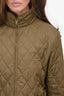 Burberry London Green Nylon Quilted Zip Jacket Est. Size S