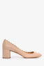 Chloe Nude Leather Scalloped Block Heel Size 40