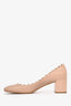 Chloe Nude Leather Scalloped Block Heel Size 40