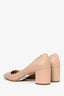 Chloe Nude Leather Scalloped Block Heel Size 40