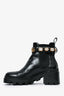 Gucci Black Leather GG Crystal Embellished Ankle Boots Size 38.5