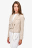 Brunello Brown Linen Embellished Collar Cropped Blazer Size 40