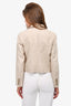 Brunello Brown Linen Embellished Collar Cropped Blazer Size 40