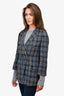 Brunello Cucinelli Blue/Brown Linen Plaid Blazer Size 38