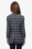 Brunello Cucinelli Blue/Brown Linen Plaid Blazer Size 38