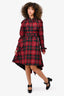 Jean Paul Gautier Femme Red/Green Plaid Trench Coat Size 6 US