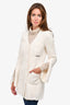 Alexander Wang White Tweed V-Neck Chain Detail Jacket Dress Size 4