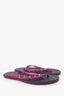 Chanel Black/Magenta Interlocking Cc Logo Leather Flip Flops Size 35