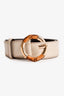 Gucci White Leather Bamboo G Belt Size 90