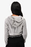 T Alexander Wang Grey Velvet Logo Cropped Sweater Size S