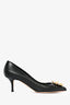 Dolce & Gabbana Black Embossed Leather Crystal Flower Pointed Toe Pumps Size 38