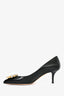 Dolce & Gabbana Black Embossed Leather Crystal Flower Pointed Toe Pumps Size 38