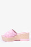 Pre-Loved Chanel™ Baby Pink Quilted Leather Wooden Wedges Size 36