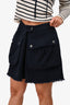 Pre-Loved Chanel™ Dark Navy Blue Tweed Flared Mini Skirt with Front Pockets Size 38