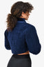 Pre-Loved Chanel™ Navy Blue Quilted Terry Cropped Zip Jacket Size 38