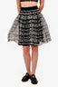 Pre-Loved Chanel™ Black/White Net 'Coco Mark' Flared Skirt with Black Slip Size 38