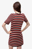 Pre-Loved Chanel™ 2017 Red/Blue/Cream Striped Silk/Cashmere Knit Sweater Dress Size 38