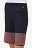 Pre-Loved Chanel™ Navy Blue/Striped Cashmere/Silk Knit Long Flared Shorts Size 38