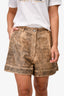 Pre-Loved Chanel™ Brown/Black Lambskin Leather 'Coco Cuba' Shorts Size 40