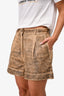 Pre-Loved Chanel™ Brown/Black Lambskin Leather 'Coco Cuba' Shorts Size 40