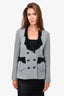 Pre-Loved Chanel™ Black/Grey Wool/Silk Double Breasted Blazer Size 38