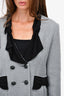 Pre-Loved Chanel™ Black/Grey Wool/Silk Double Breasted Blazer Size 38