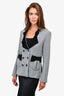 Pre-Loved Chanel™ Black/Grey Wool/Silk Double Breasted Blazer Size 38