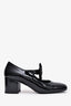 Pre-Loved Chanel™ 2024 Black Patent Leather Bow Ribbon Mary Jane Block Heels Size 37.5C