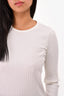 Helmut Lang White Ribbed Cut Out Top Size S