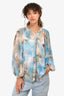 L'Agence Blue Patterned Sheer Blouse Size M