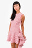 Alexis Red/White Striped Ruffle Detailed Asymmetrical Dress Size M