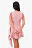 Alexis Red/White Striped Ruffle Detailed Asymmetrical Dress Size M