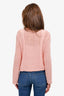 Pre-Loved Chanel™ Pink Cotton Blend Open Knit 'Coco Cuba' Cardigan with Silver Buttons Size 38