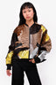 Tom Ford Brown Fur/Gold Leather Patchwork Bomber Jacket Size 42