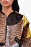 Tom Ford Brown Fur/Gold Leather Patchwork Bomber Jacket Size 42