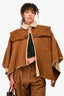 Burberry Brit Tan Suede Shearling Lined Cape Size S