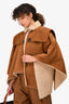 Burberry Brit Tan Suede Shearling Lined Cape Size S